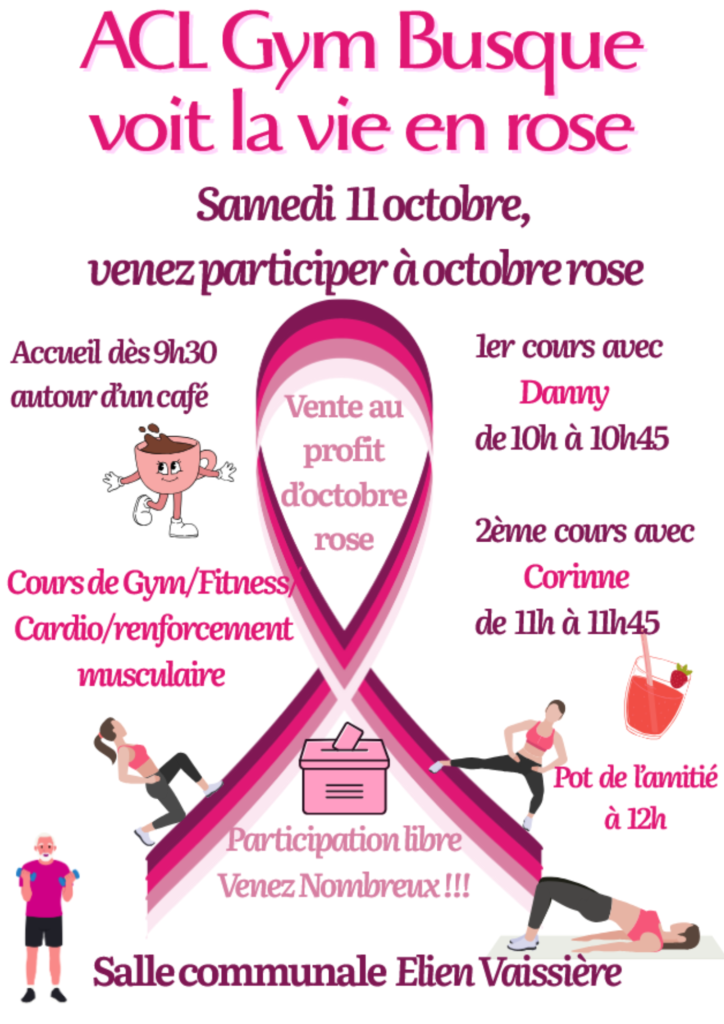 ACL GYM BUSQUE voit la vie en rose SAMEDI 11 OCTOBRE 2025 à partir de 9h30